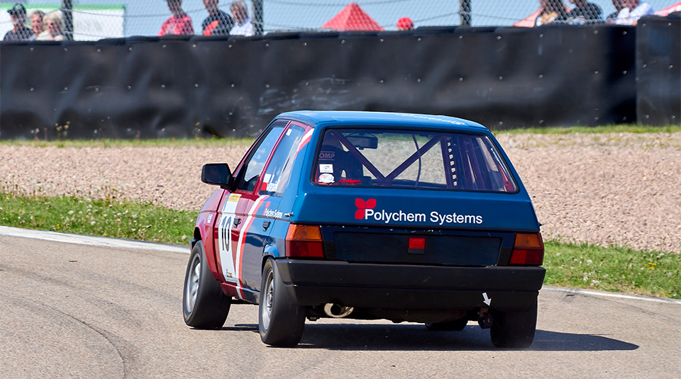 Skoda Favorit #10 Polychem Systems, zwycięzca ADAC Historic Cup, widok z tyłu